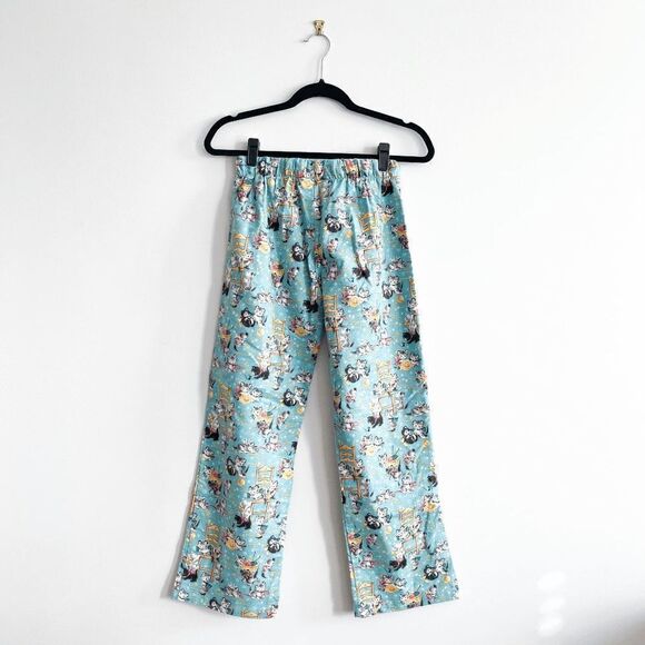 PJ Zzzz Womens Lounge Pajama Pants Flannel Drawstring Cats Kitten Blue XS - Picture 3 of 9